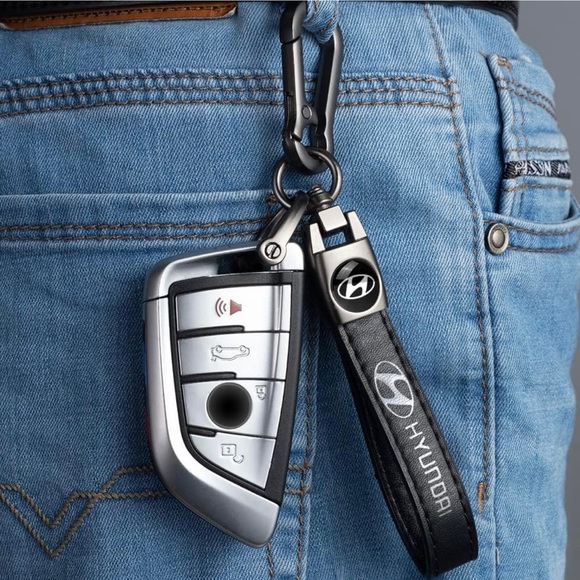 COPY - 🆕 Hyundai Genuine Black Leather Car Keychain Key Chain Fob Ring Holder A… - Picture 5 of 9